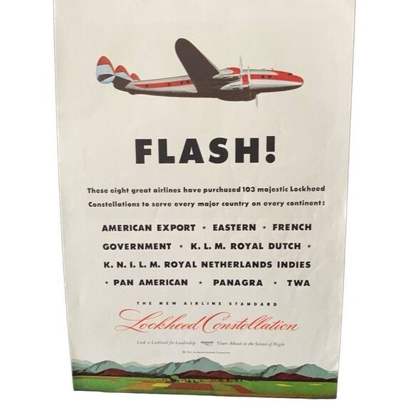 Vintage 1945 Lockheed Constellation Flash Ad Advertisement - Picture 4 of 4